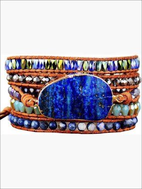 Handmade Natural Stone Wrap Bracelet with Stainless Steel Clasp